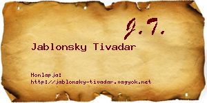 Jablonsky Tivadar névjegykártya